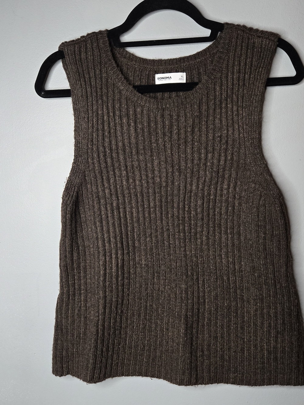 Sonoma Goods for Life Brown Ribbed Sleeveless Sweater Vest Women’s XL
